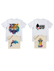 Impresión DTF camisas y bolsos con logos